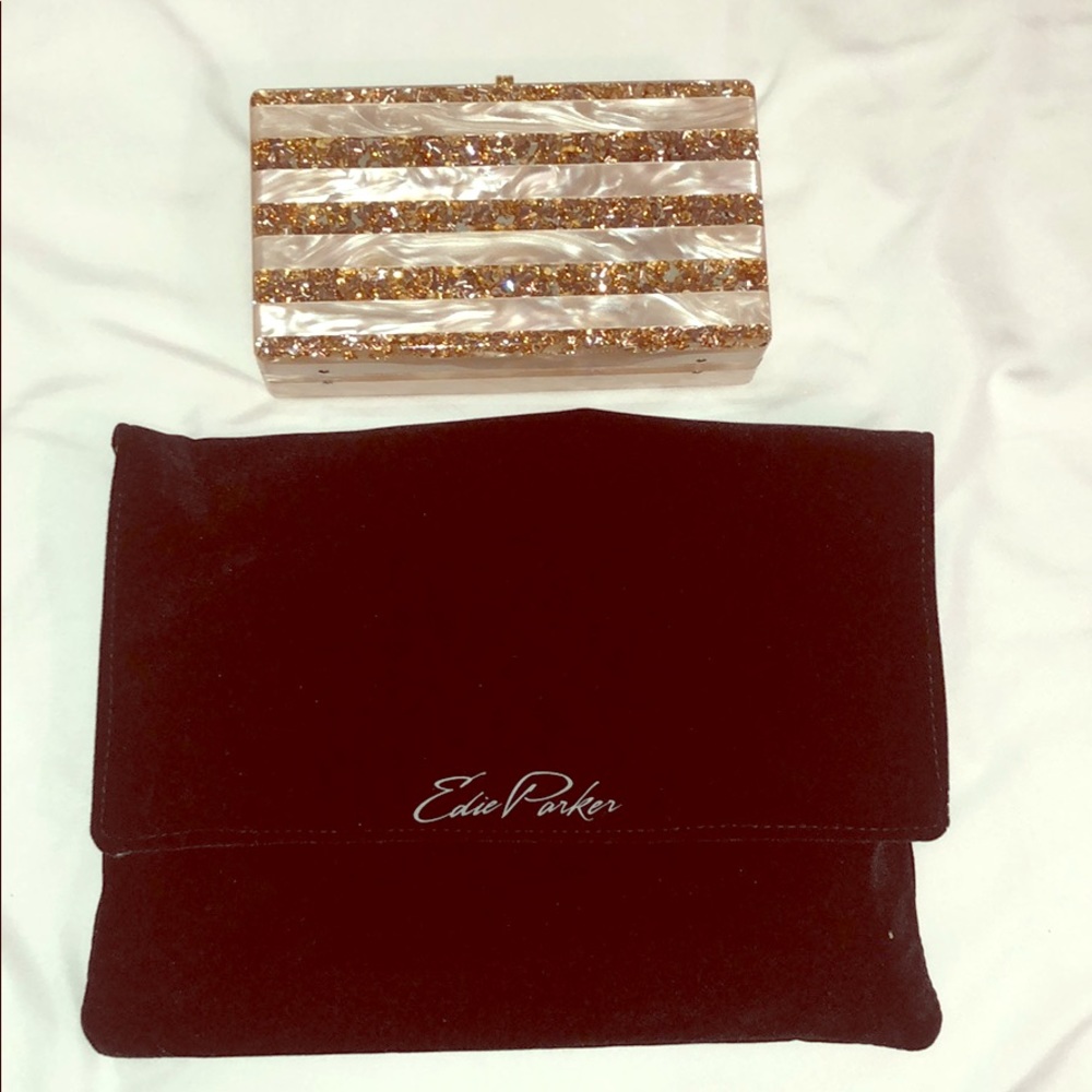 Edie Parker Jean Striped Clutch w/velvet care bag